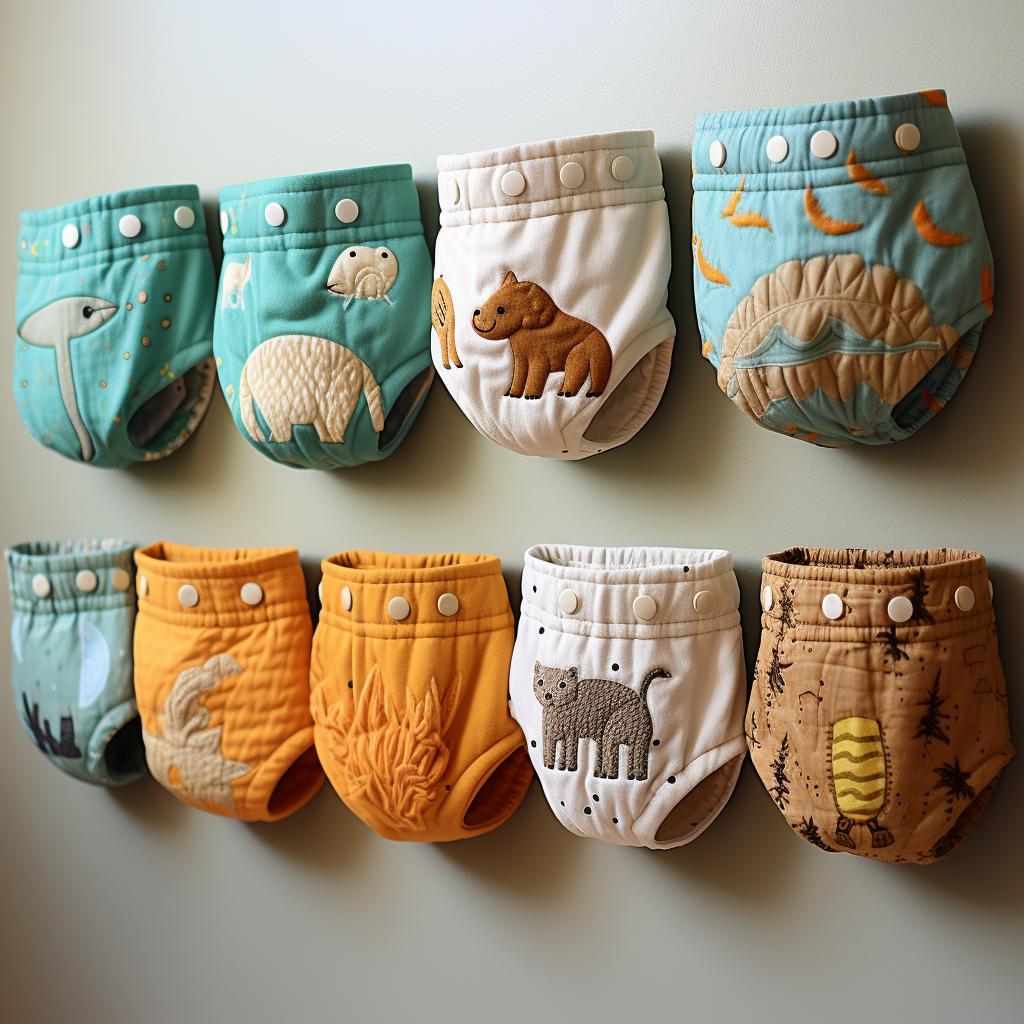 A stack of clean, fluffy cloth diapers, ready for baby's comfort thanks to First Editions Co.'s laundry care.