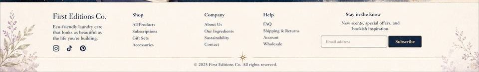 Reference footer and newsletter section.